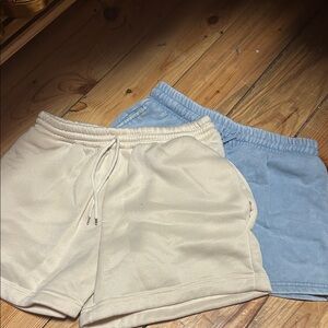 Women's Casual Shorts - Cream and Blue